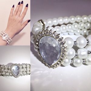 Faux Pearl and Crystal Bracelet