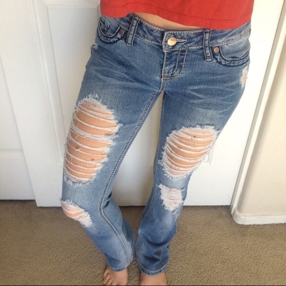 Ripped bootcut jeans
