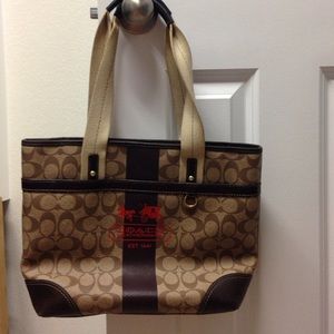 Coach signature khaki handbag #11350