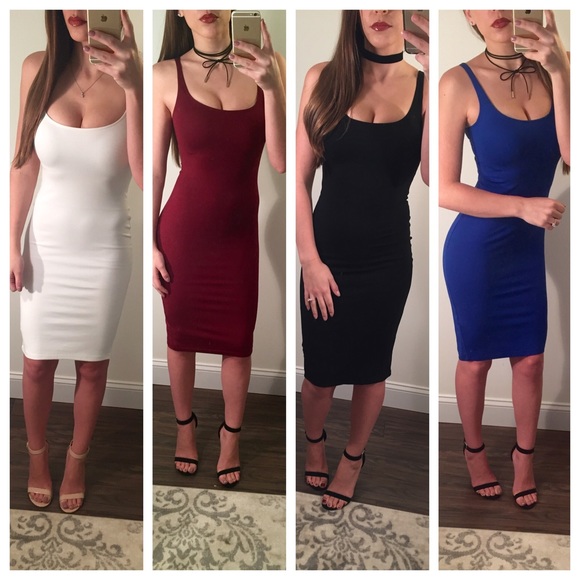 Dark Red Tank Midi Dress - Picture 3 of 3