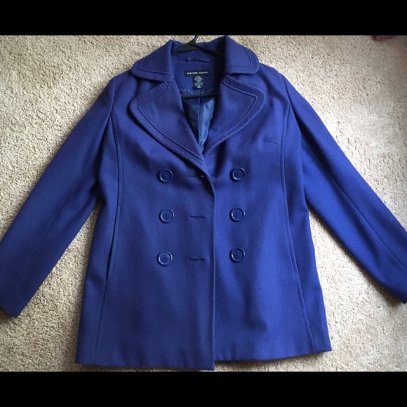 NYC-Royal blue double breasted wool coat