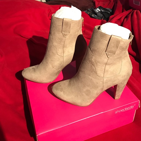 Brand New JustFab Tan Suede Ankle Boots