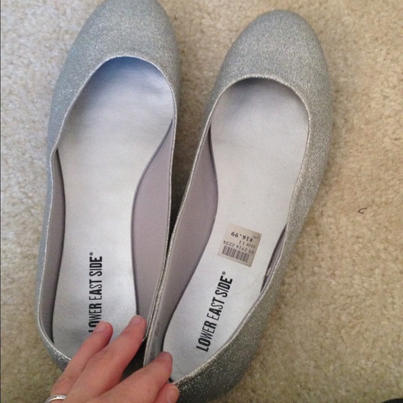 Silver glitter flats