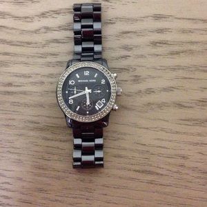 Michael Kors black rhinestone link watch
