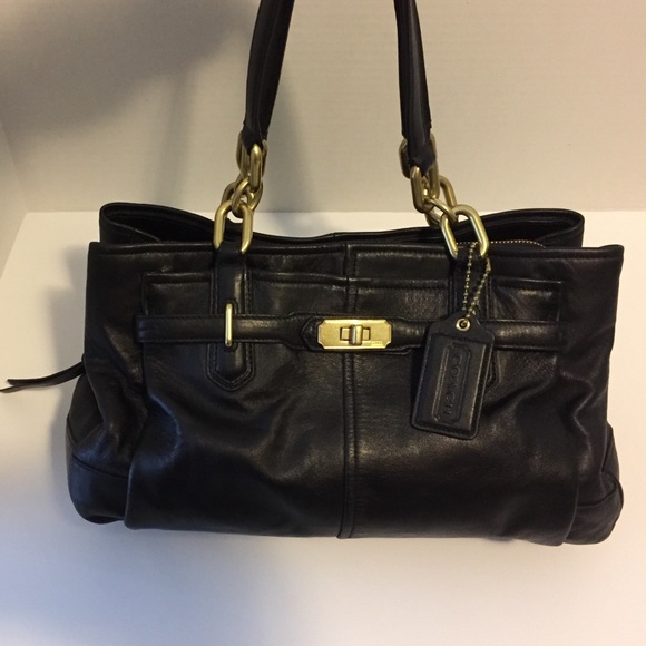Coach black and gold satchel