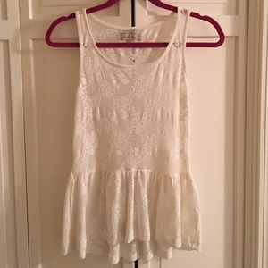 Zara Sheer Lace Cream Peplum Top - small