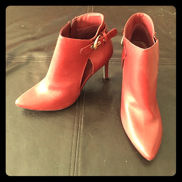 Red stiletto booties