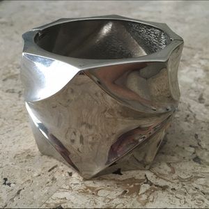 Oversized Silver Metallic Bracelet