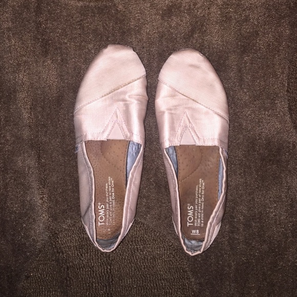 Pink Satin TOMS, Great Condition!