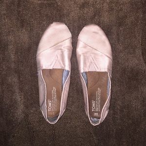 Pink Satin TOMS, Great Condition!