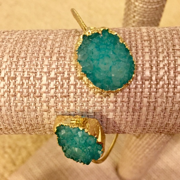 Blue Druzy Cuff Bracelet