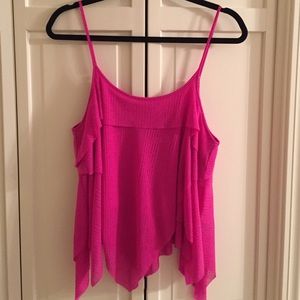 Free People Asymmetric Layered Tank - Fuchsia - XS
