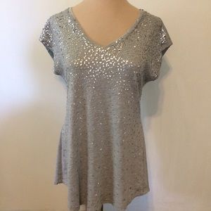 Gray Sequin Embellished V neck