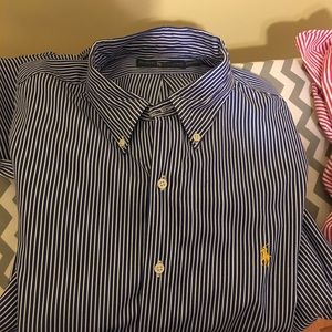 Long sleeve blue polo shirt