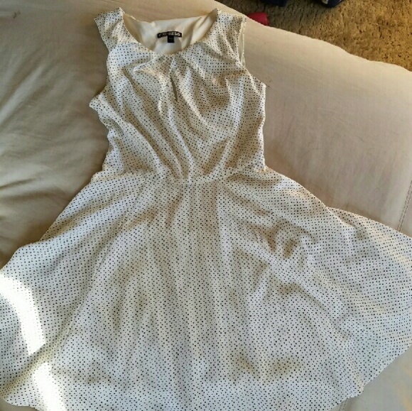 Express fit and flare heart print dress