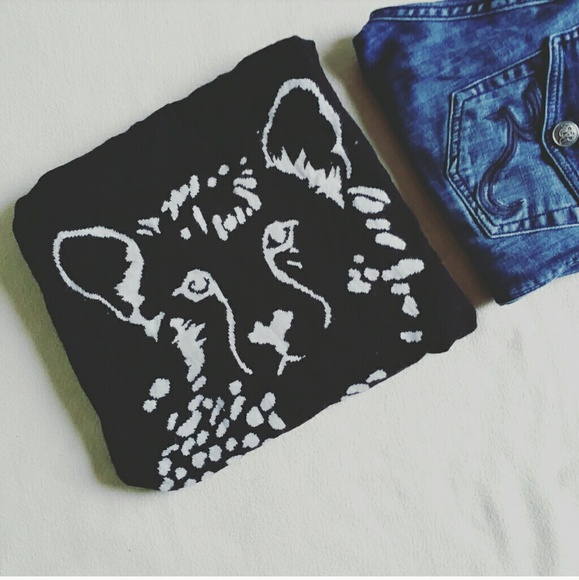 FOREVER 21 Black Wolf Rabbit Fur Blend Pullover S - Picture 2 of 4