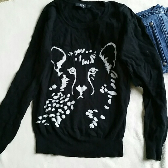 FOREVER 21 Black Wolf Rabbit Fur Blend Pullover S - Picture 1 of 4