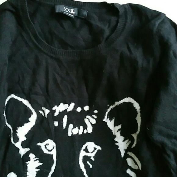 FOREVER 21 Black Wolf Rabbit Fur Blend Pullover S - Picture 3 of 4