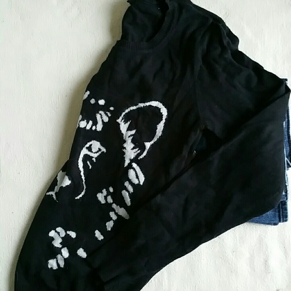 FOREVER 21 Black Wolf Rabbit Fur Blend Pullover S - Picture 4 of 4