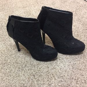 Black lace detail booties