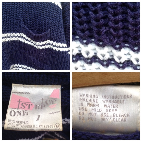 Very cute Vntg 80s or 90s navy cropped sweater - Picture 3 of 4