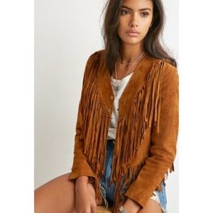 Fringed genuine suede jacket