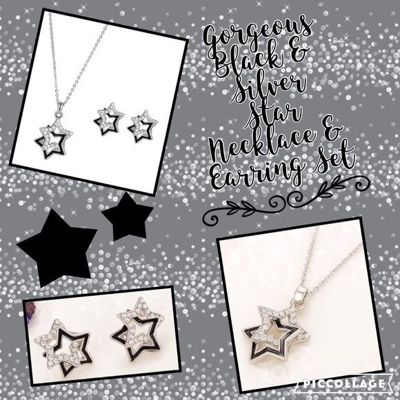 Jewelry - Gorgeous Black & Silver Entwined Star Necklace Set