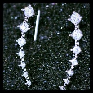 Silver crystal climber earrings