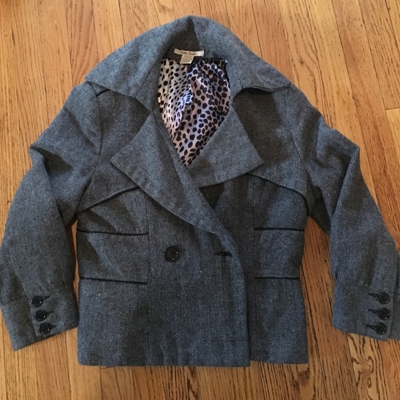 Grey Herringbone Jacket w/ 3/4  Length Sleeve - Picture 1 of 4
