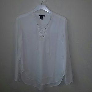 White lace up blouse