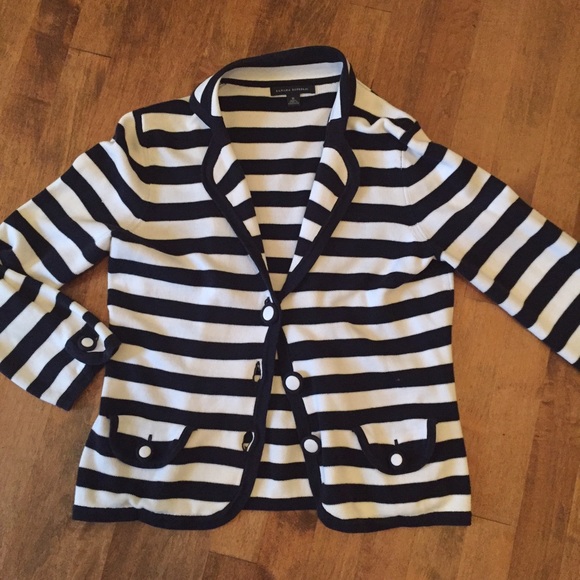 Banana republic navy and white striped cardigan, M
