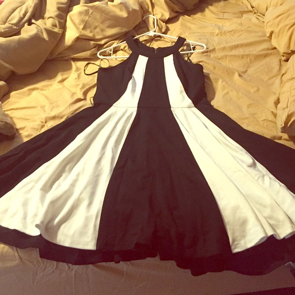 XOXO Black and White Block fit flare Dress