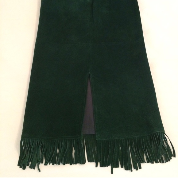 SOLD Suede Skirt with Fringe - Picture 3 of 4