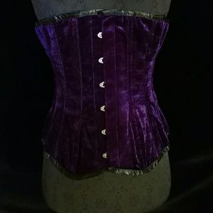 Purple velvet steel boned corset size 24 nwot