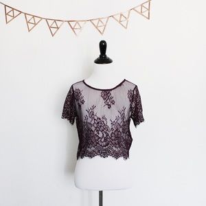 {Forever 21} | Crochet Lace Deep Plum Top