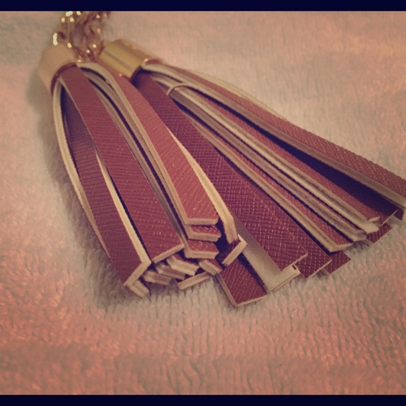 Brown Leather Handbag or Keychain Tassel