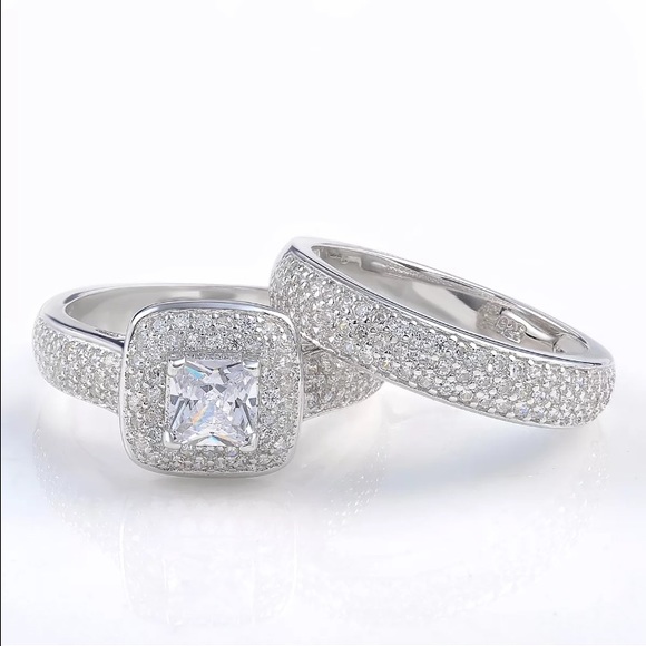 2.8ct CZ 10K White gold plated engagement ring 7