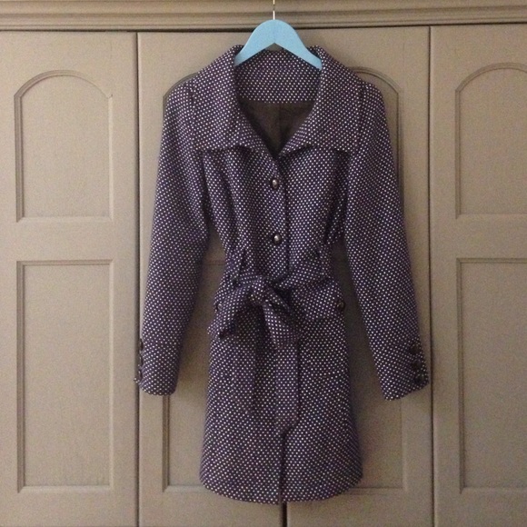 Navy small polka dot coat