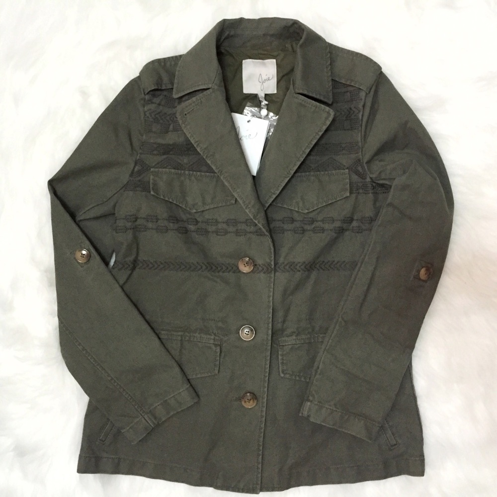 Joie Evandale Military Green Embroidered Jacket - Picture 4 of 8