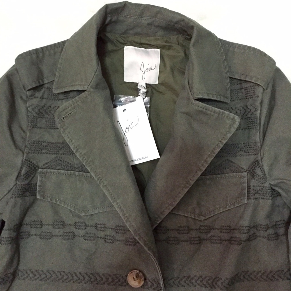 Joie Evandale Military Green Embroidered Jacket - Picture 5 of 8