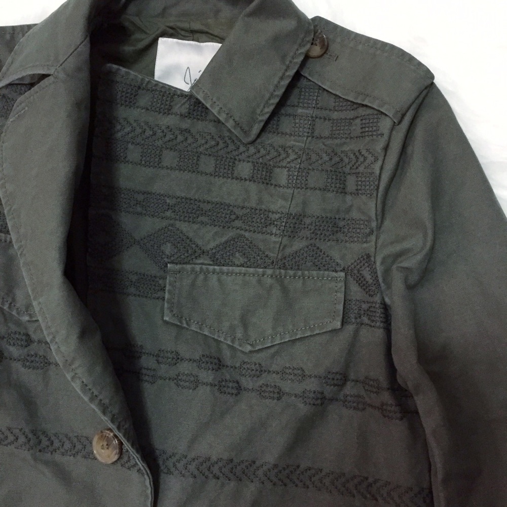Joie Evandale Military Green Embroidered Jacket - Picture 6 of 8