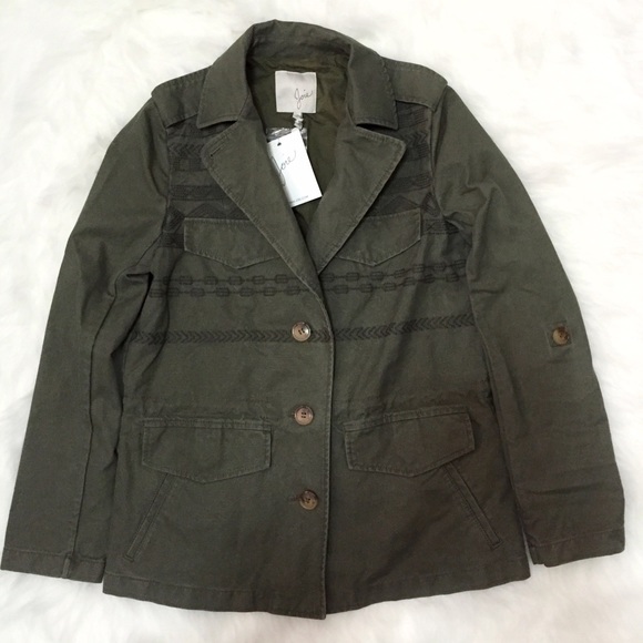 Joie Evandale Military Green Embroidered Jacket - Picture 3 of 8