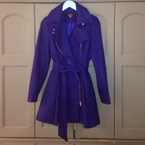 Royal blue wool coat, great gold zipper accent