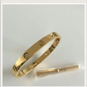 Love bangle bracelet gold plated  16 +CZ stones