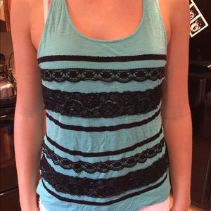 Teal with black lace design