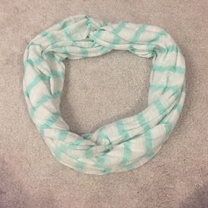 Blue and white infinity scarf