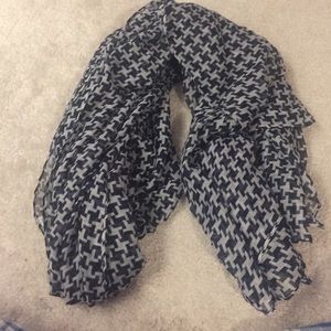 Blue and white checkered scarf