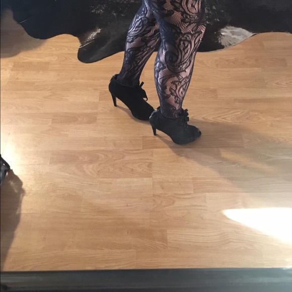 Black lace heels