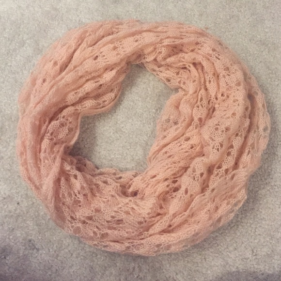 Pink lace infinity scarf