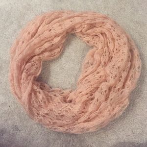 Pink lace infinity scarf